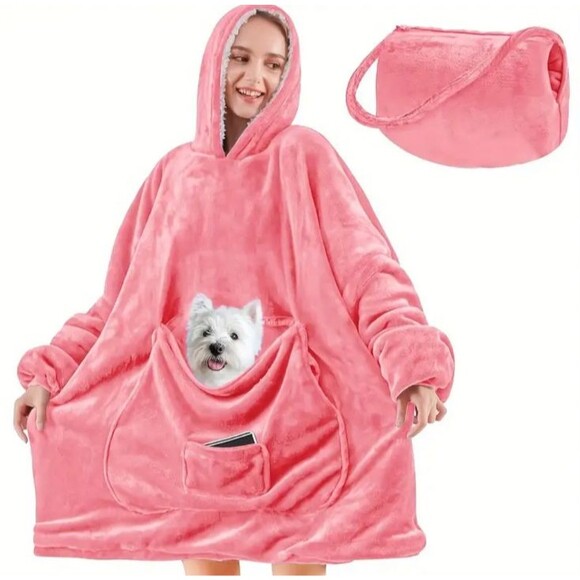 wearable blanket hoodie oversized sherpa hooded blanket sweatshirt, assorted - Picture 2 of 9